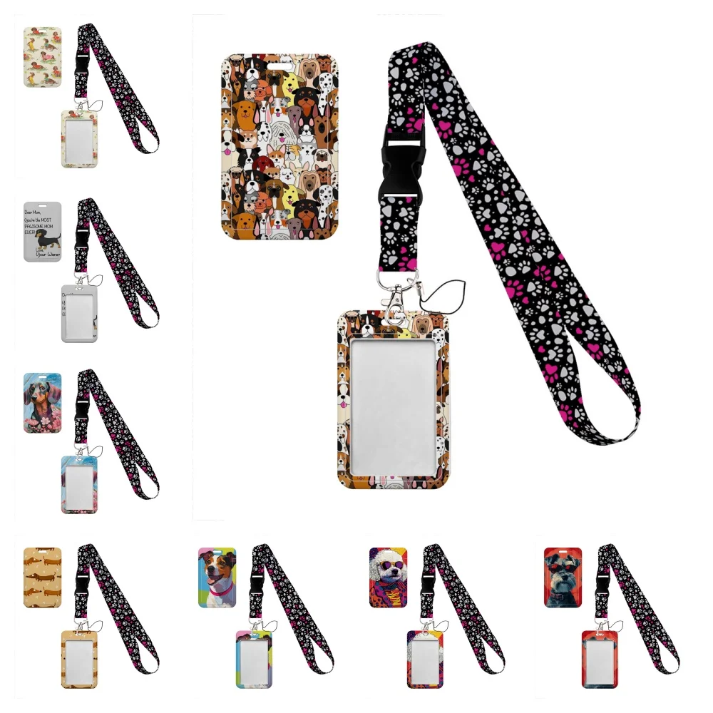 With buckle puppy Lanyard Business Credit Card Holder Neck Strap Keychain Hang Rope ID Badge Holder Lariat Lasso