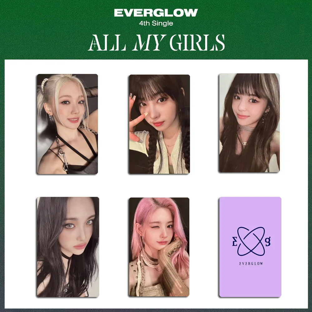 6pcs/Set Kpop EVERGLOW 4th Single All My Girls Photocards Double Sides Korean Style LOMO Cards Fans Collection Postcards