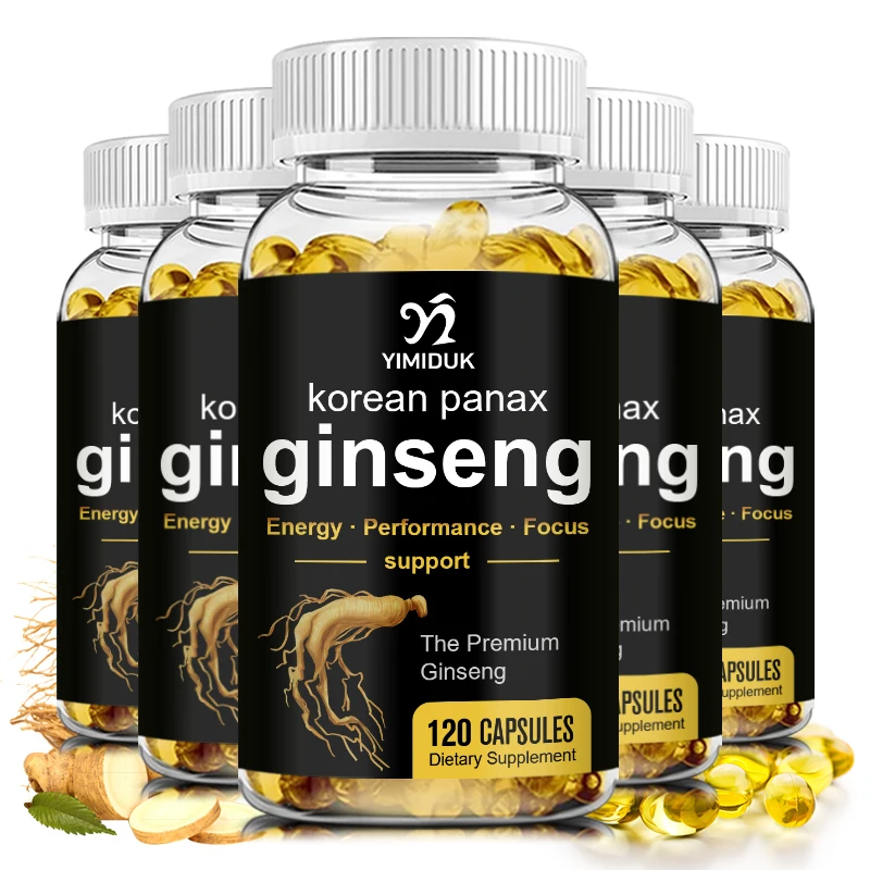 Organic Korean Red Ginseng Supplement - Energy, Muscle Mass, Endurance 60/120 Vegetarian Capsules