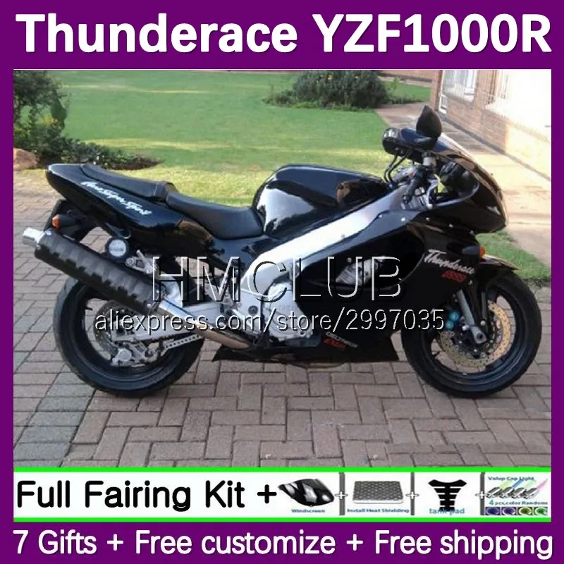 Glossy Black Fairing For YAMAHA YZF1000R Thunderace YZF 1000R 127No.0 YZF-1000R 96 97 98 99 00 01 2002 2003 2004 2005 2006 2007