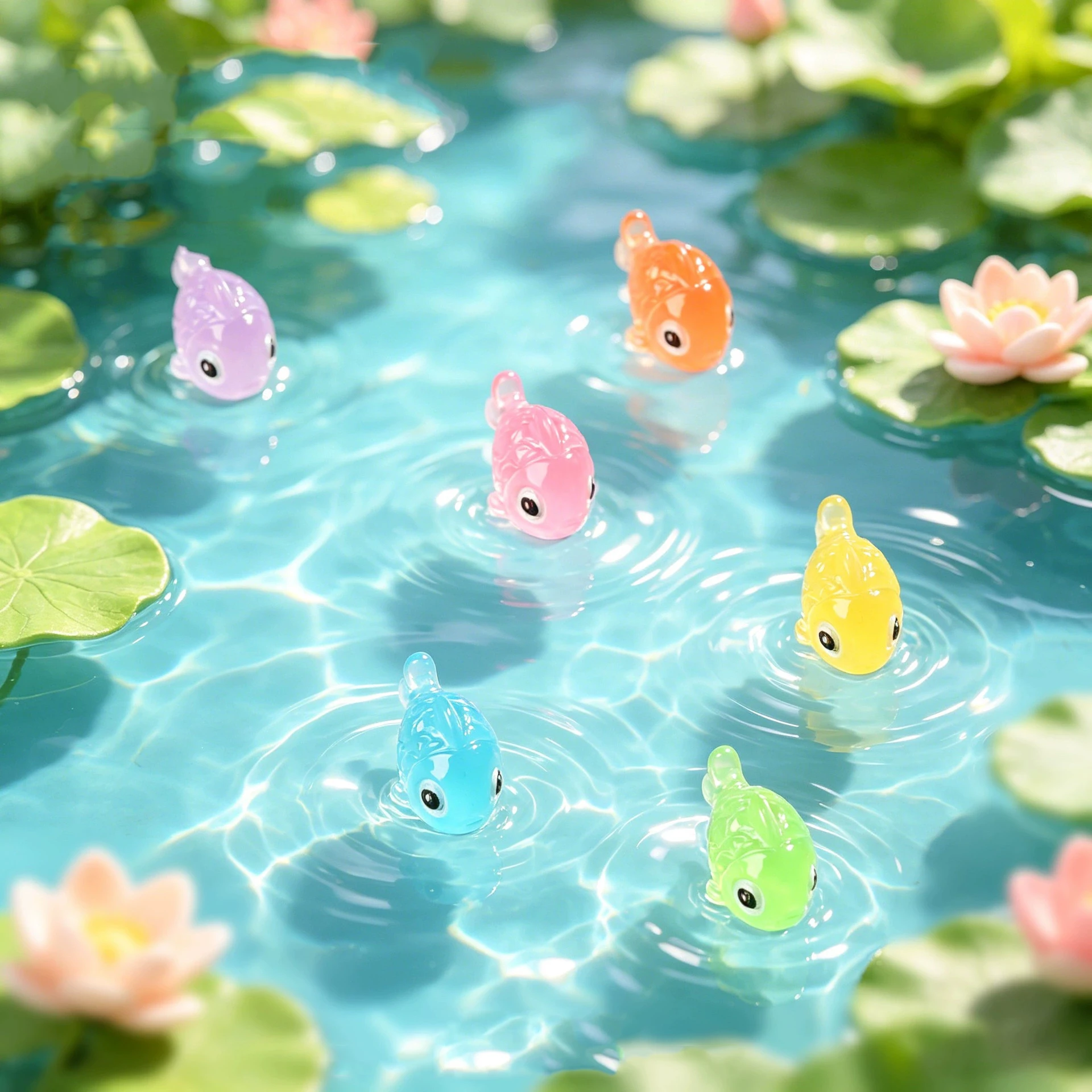 6pcs/set Cartoon Crucian Carp Resin Ornament Micro Landscape Fish Tank Landscaping DIY Jewelry Hair Accessories