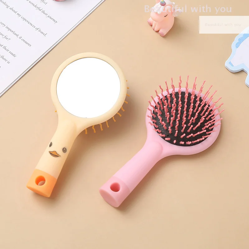 1Pcs Cartoon Makeup Mirror Handheld Double-sided Airbag Comb For Women Portable Mirror Air Cushion Comb Girls Tool