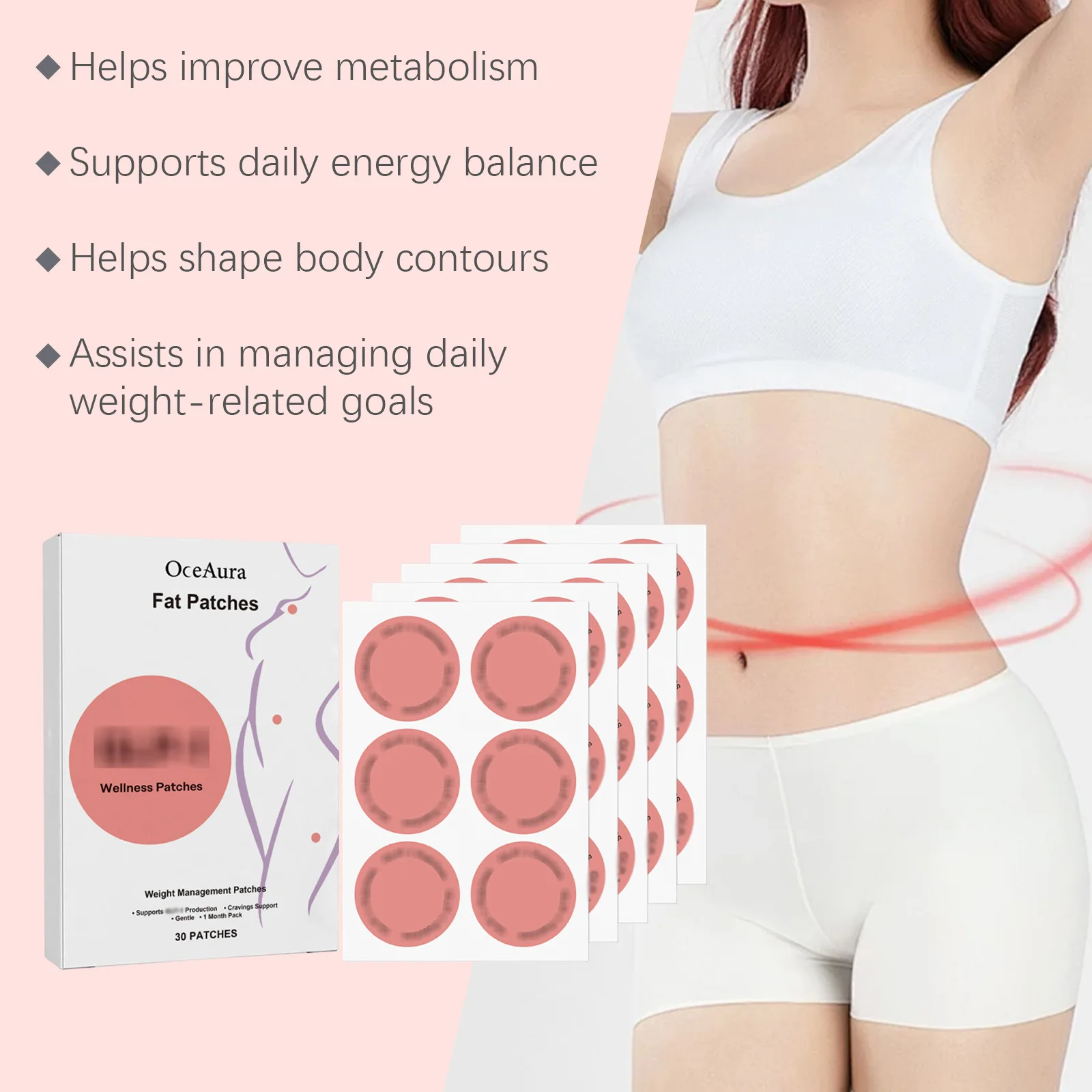OceAura GLP 1 Weight Loss Patches Blood Sugar Control of Appetite Sculpting Shaping Body Care Fat Burning Slimming Patches 30pcs
