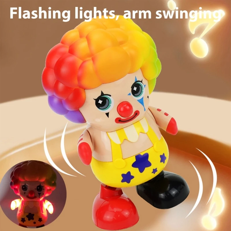 Musical Dancing Electronic Clown Toy for Kids Toddler Light Up Singing Toy Electric Toy Clown Music Light