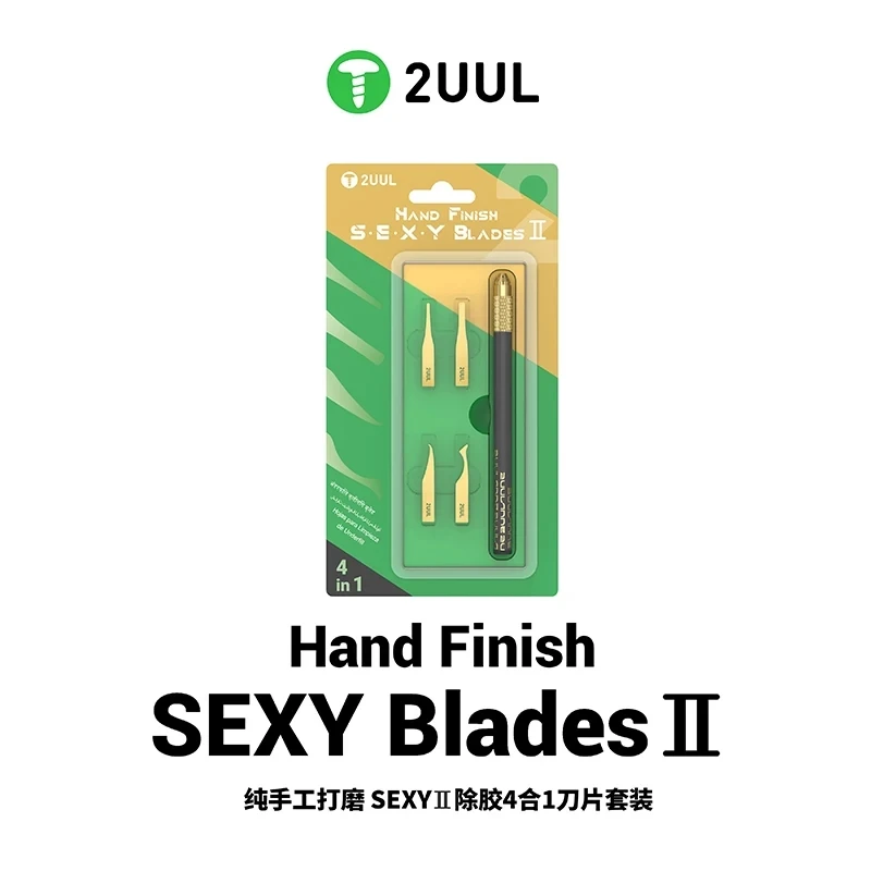 2UUL DA61 4-in-1 Hand-Polished Glue Removal Blades Set, for Phone Repair CPU IC Chip Edge Glue Scraper, Solder Pad Cleaning Tool
