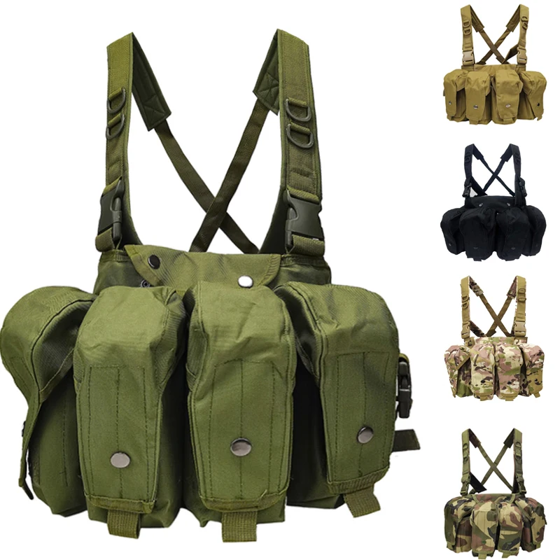 

Camouflage Lightweight Tactical Vest Adjustable Chest Rig AK Vest Men Outdoor Hunting Airsoft Paintball Vest