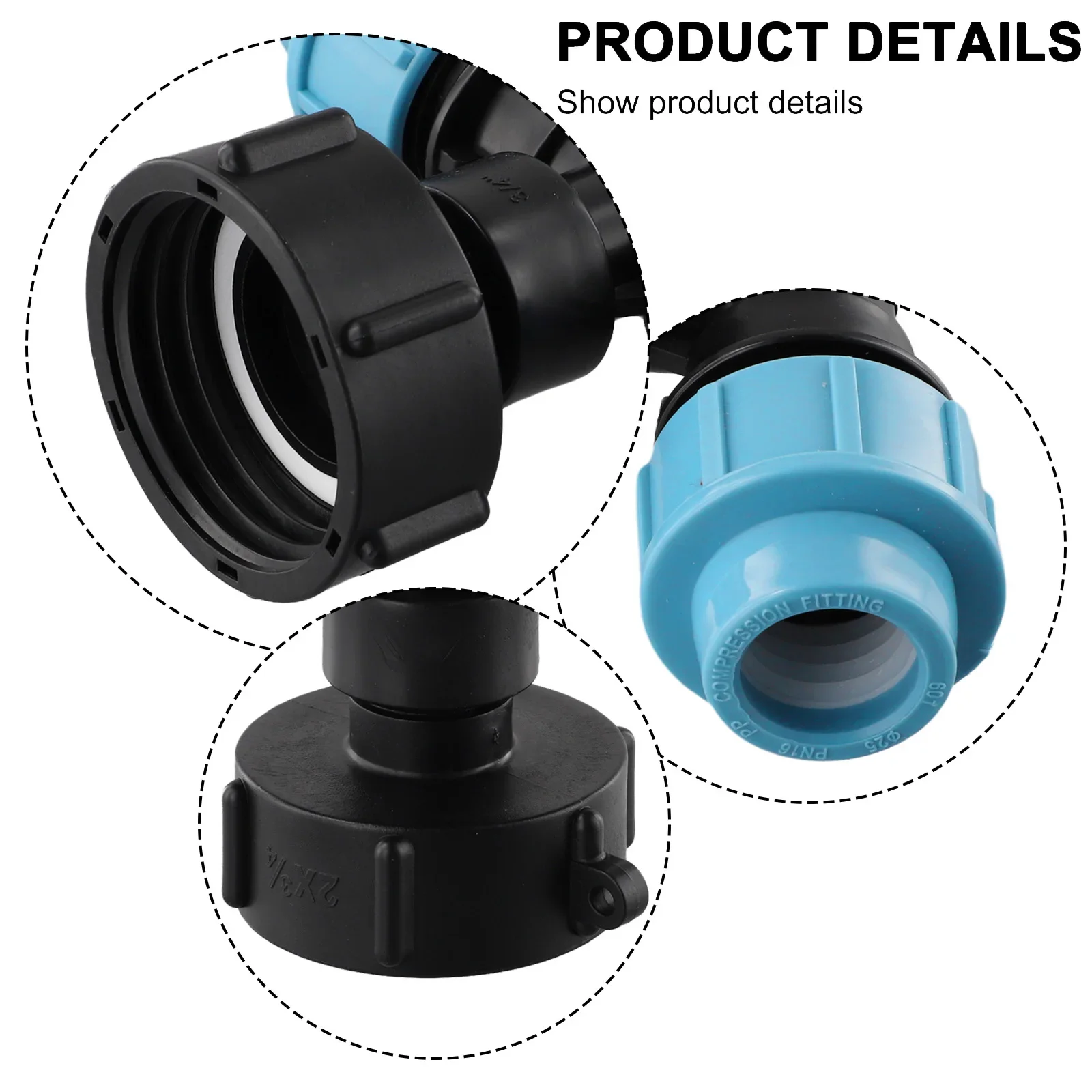 S60X6 Adapter For IBC Fuel Tanks To Enable Connection To For 20 25 32mm PE Fittings In Agriculture And Material Handling