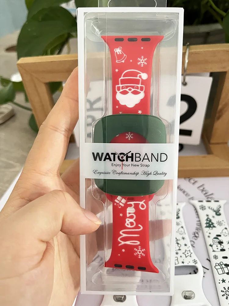 Silikonarmband + weiche Hülle für Apple Watch 10 11 46 mm 45 mm 44 mm 42–41 mm 40 mm Weihnachtsband Bumper Cove Serie 10 9 8 7 6 5 SE 4