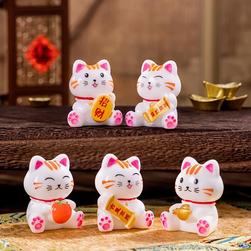 Mini “felicitous Wish Of Making Money”Cat Miniature Landscape Accessories Car Decorative Ornaments DIY Fairy Garden Decoration