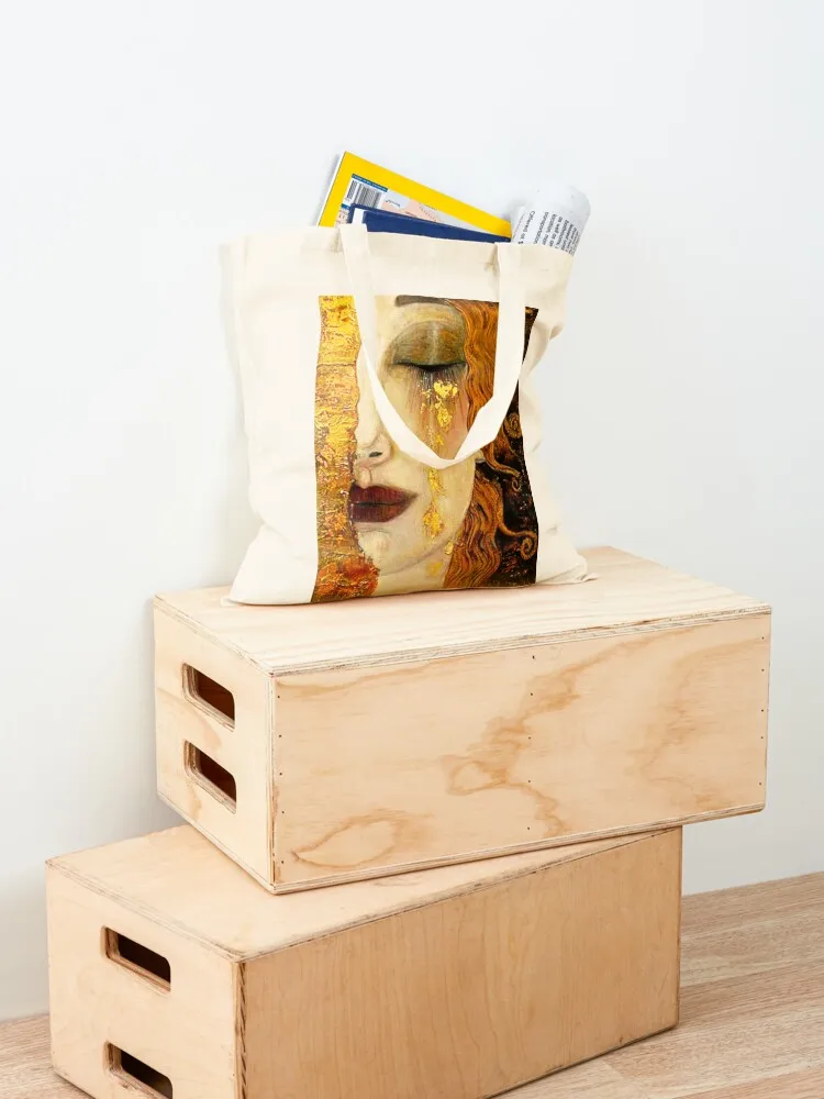 دموع غوستاف كليمت فريا مع توقيع | حقيبة حمل نسائية من Grief Art Nouveau حقيبة قماشية كبيرة #4