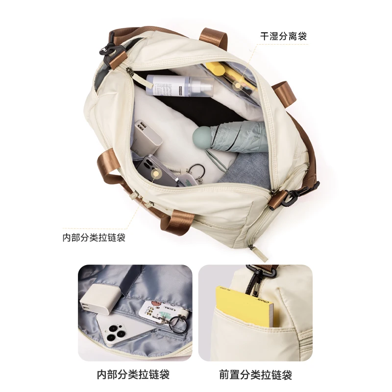 Women Travel Bag Shoulder Bag Handbag Double Zipper Bag Large Capacity Female Bag Fashion Luggage With Shoes Compartment