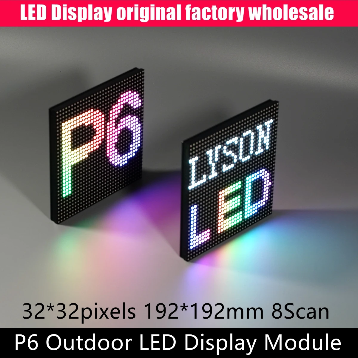 

P6 Outdoor SMD Full Color LED Module 192x192mm HUB75 Port 32x32 Pixels Video Display Panel