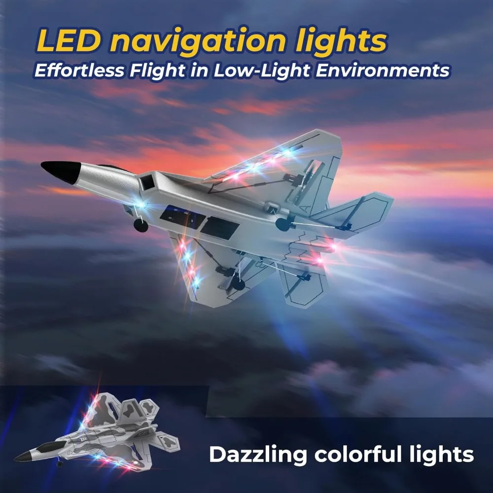 4 Channel 2.4G RC Fighter Plane with 6-Axis Gyro and Lights for Beginners