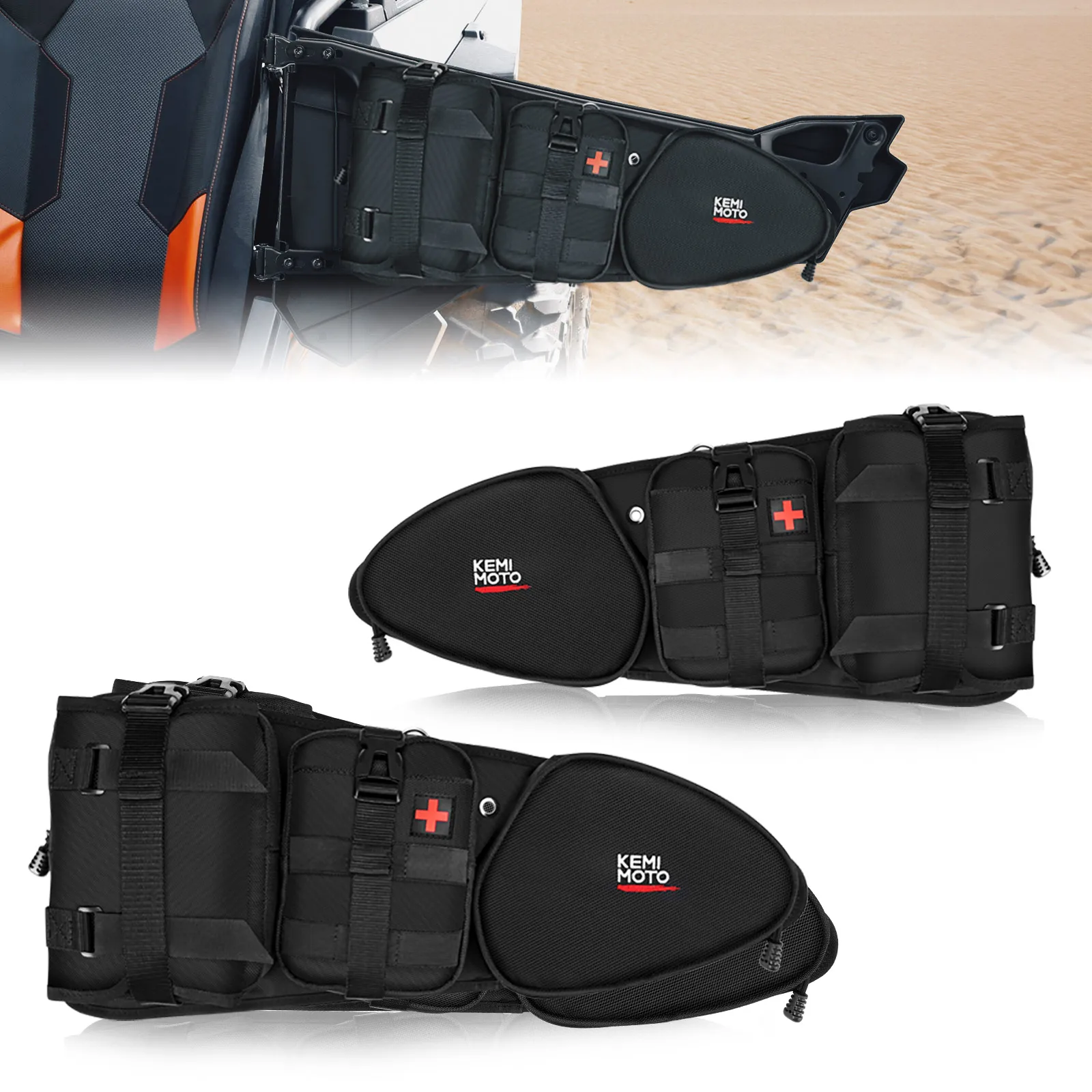 

KEMIMOTO UTV Storage Door Bags with Removable Knee Pad Compatible with Polaris RZR XP 1000/ XP Turbo/ S 1000/ S 900 2014-2023
