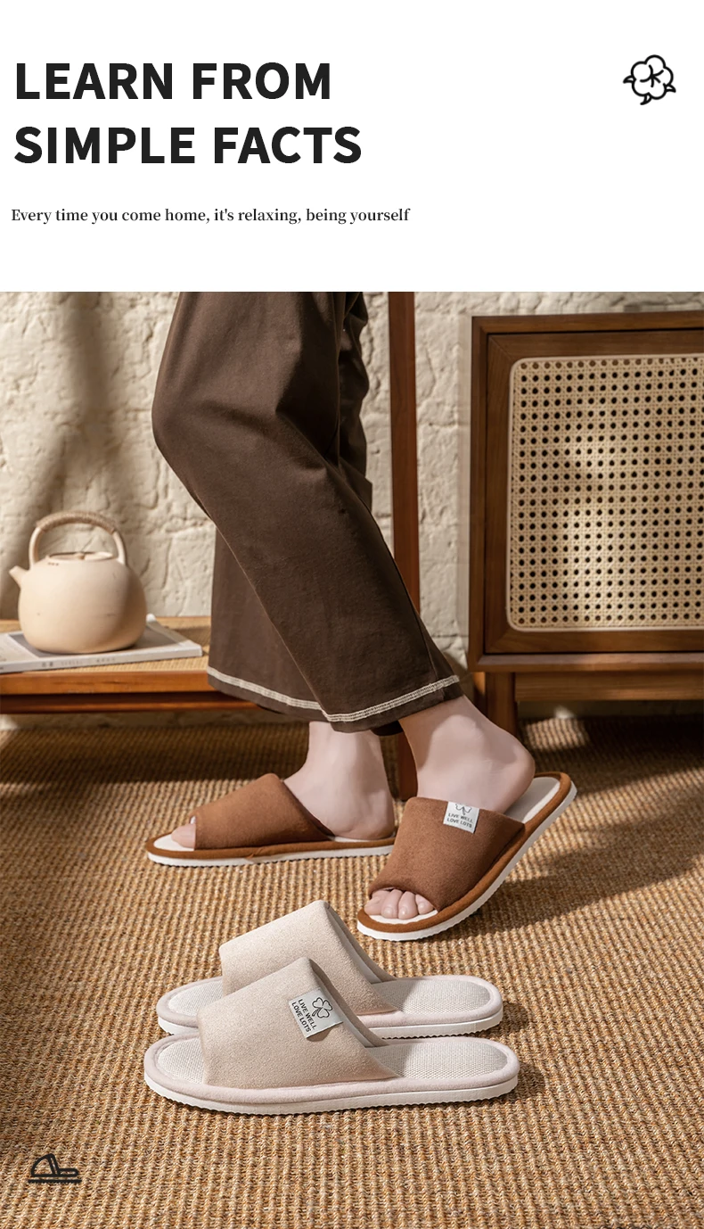 Men's Spring Summer Breathable Slippers Non-Slip Indoor House Shoes,Couples Soft Sole Open-Toe Slippers for All Seasons Home Use