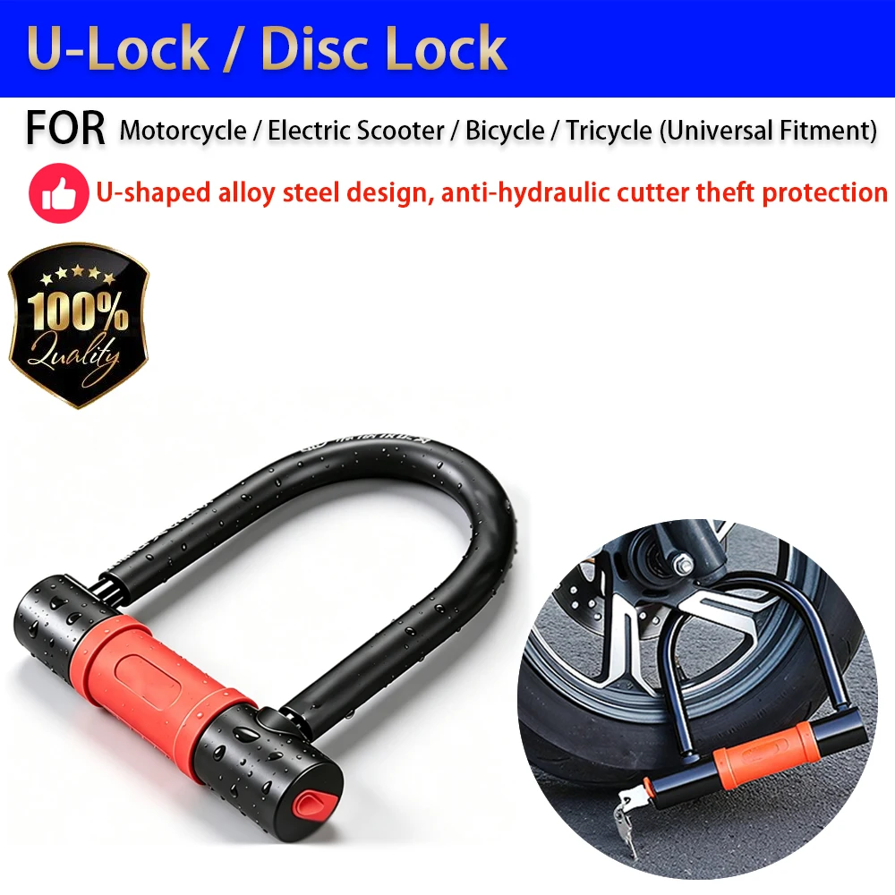 For Motorcycle U-Lock Alloy Steel Anti-Theft Anti-Hydraulic Cut Thickened Shackle Lock Accesorios Moto Accessori Moto