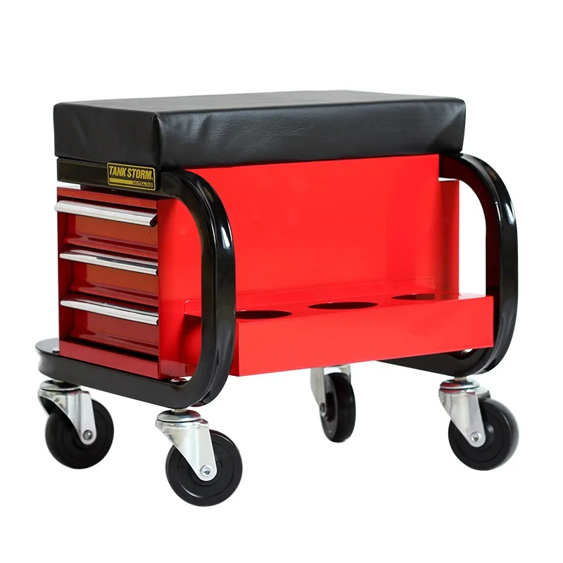 Multi-functional Three-drawer Tool Storage Cabinet, Bench with Wheels, and Multi-purpose Workshop Maintenance Tool Table