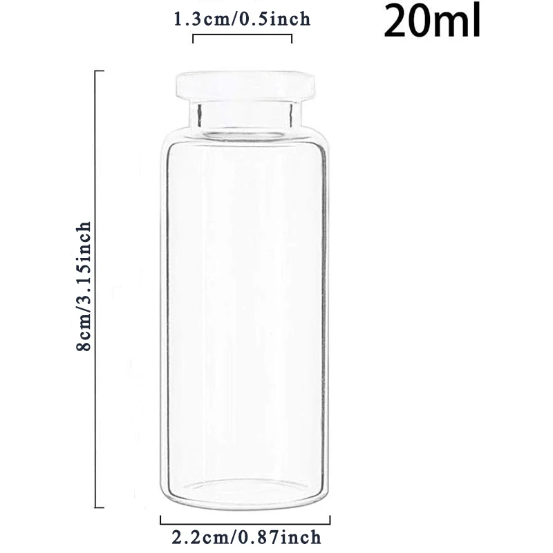 20ml 40pcs 22X80mm Cute Clear Glass Bottles with Cork Stopper Empty Spice Bottles Jars DIY Crafts Vials Storage Wedding Favors