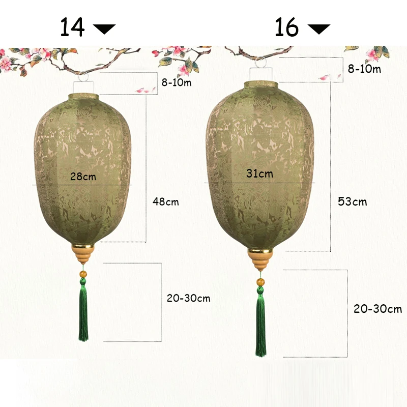 14 inch Waterproof Chinese Silk Lantern Retro Japanese Vietnam Lantern Party Festival New Year Hanging Decor Palace Lantern - Image 5