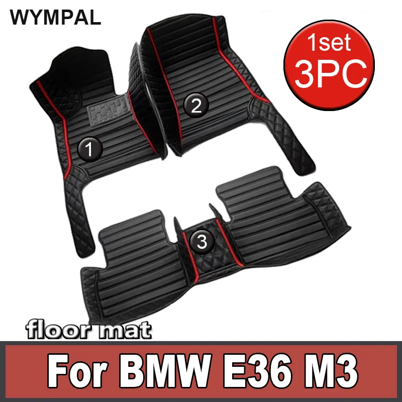 Custom Automotive Car Floor Mats For BMW E36 M3 1995 1996 1997 1998 1999 Auto Luxury Leather Men Women Car Mats Full Coverage