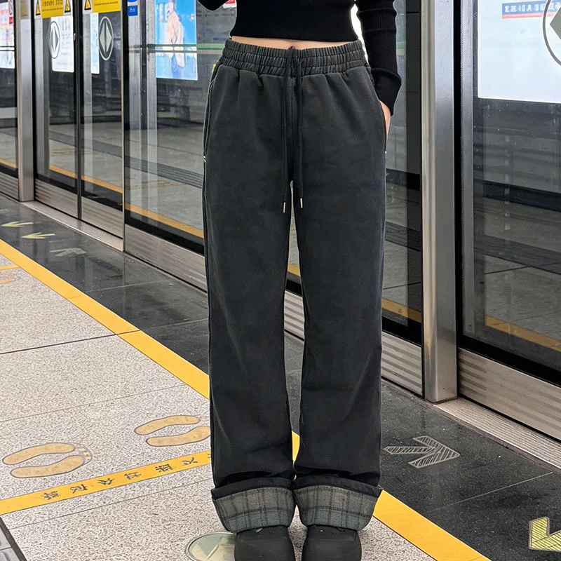 Vintage 2000er Jahre Europa Amerika Herbst Winter Mode Punk Hip Hop Gerade Hosen INS Plaid Rock Lose Frauen Casual Sport Hosen