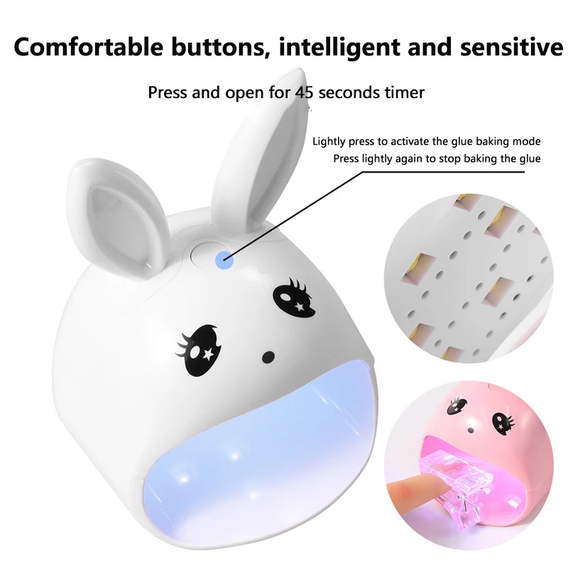 Portable Uv Gel Mini Rabbit Design Lamp USB Nail Fast Drying LED Light For Gel Polish Manicure Art Tools Nail Art Enthusiasts