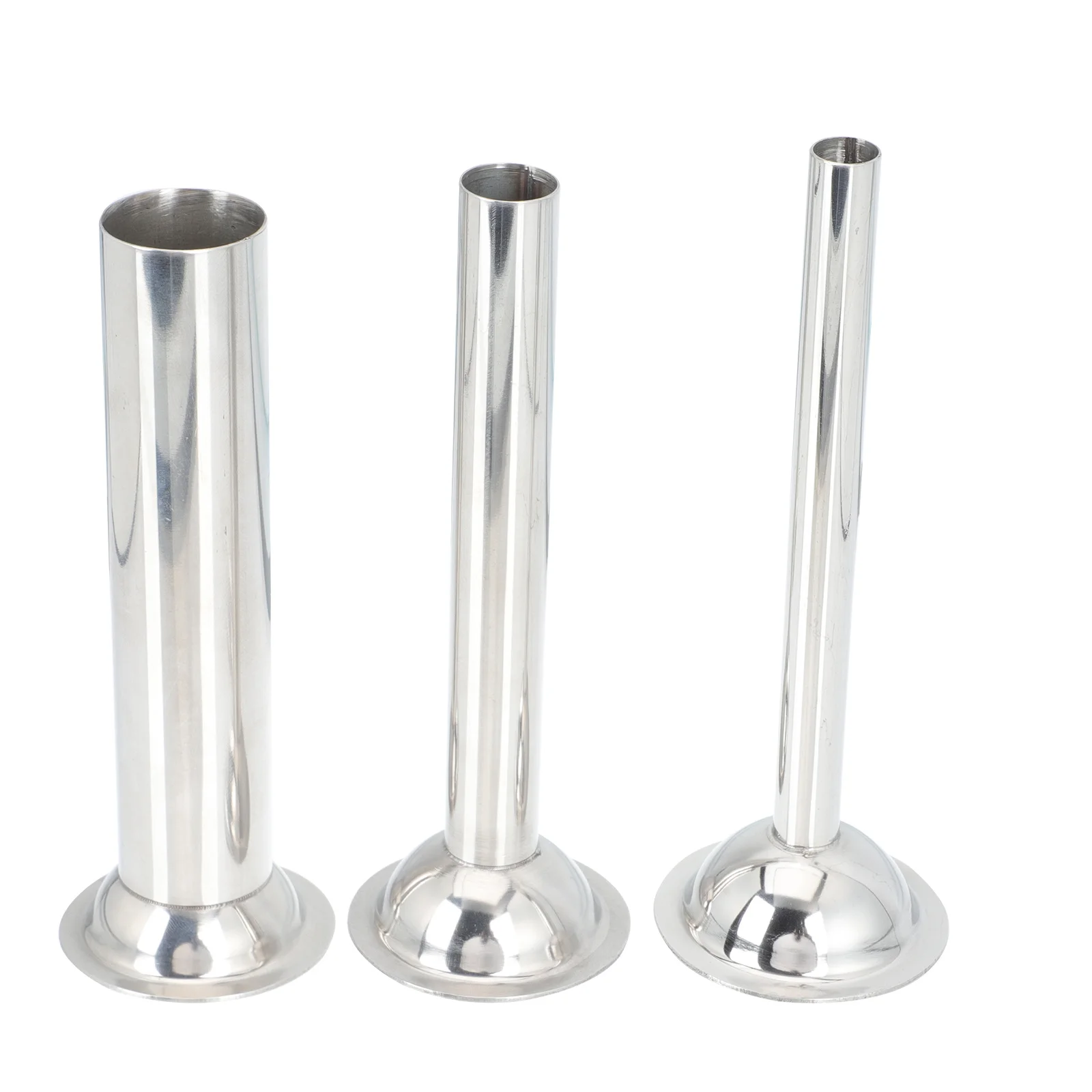 3개 세트 소시지 제조 튜브 스테인리스 스틸 소시지 충전기 부속품 매끄러운 표면 고기 충전 도구 주방 레스토랑용