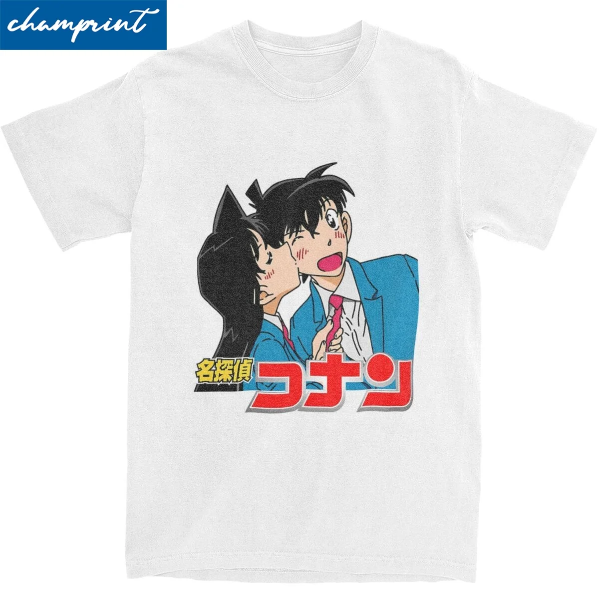 Detective Conan Ran Kiss Shinichi T-Shirt Men Women Leisure 100% Cotton Tees Round Neck Short Sleeve T Shirts Plus Size Clothing