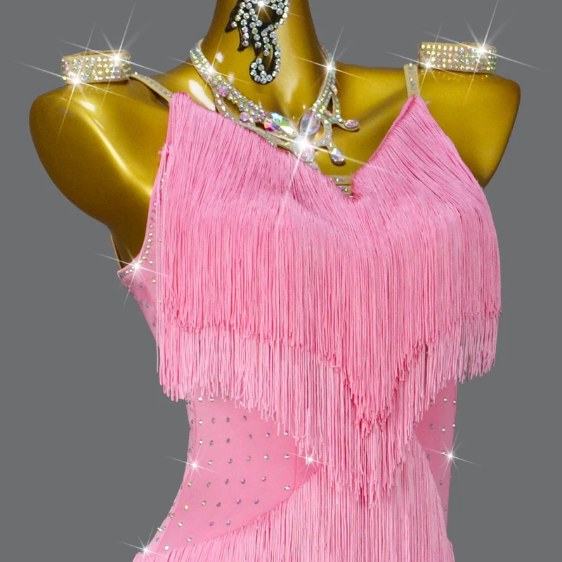 Jurk voor dans Latin kostuum damesfeesten praktijk korte kleding meisjes nieuwe feestavond prom 2025, sexy prestaties danskleding