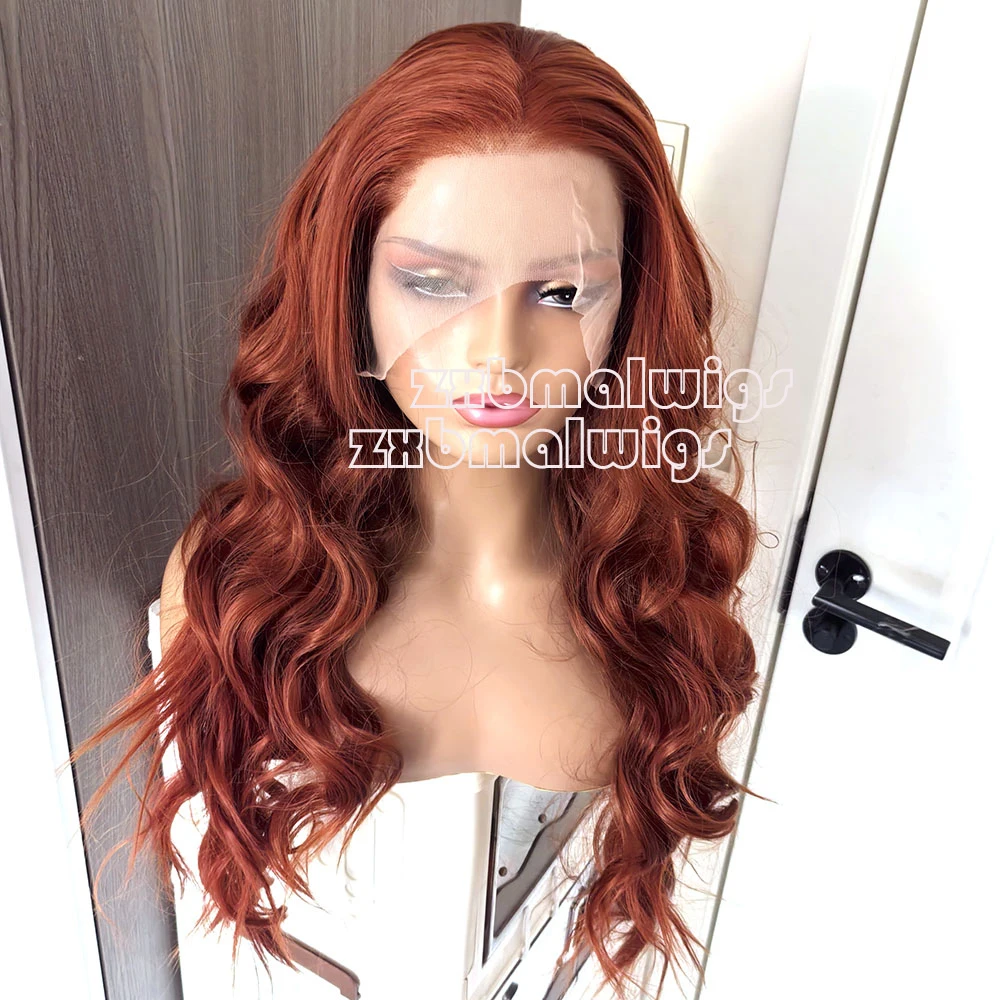 ZXBMALWIGS  Synthetic Hair Ginger Body Wave Lace Front Wigs for Women  High Temperature Fiber Lace Wigs Daily Cosplay