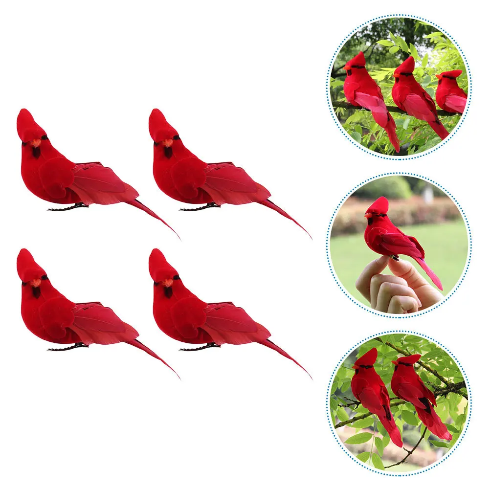 

4Pcs Artificial Bird Clips Small Size Outdoor Garden Decor Feathered Simulation Birds Lifelike Artificial Bird with Clip