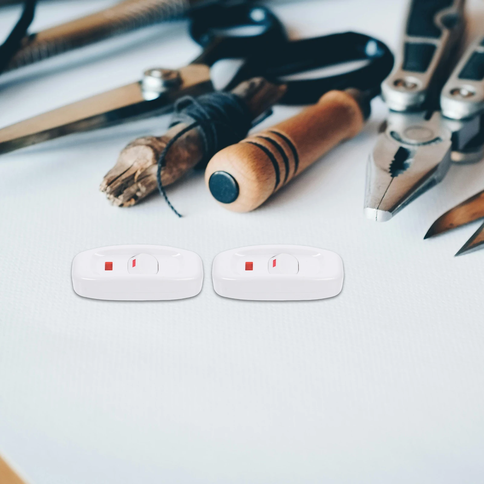 

2Pcs Nail Light Switch Inline Cord Indicator Lamp Replacement White Switches for Cords Durable Home Overload Protection Easy
