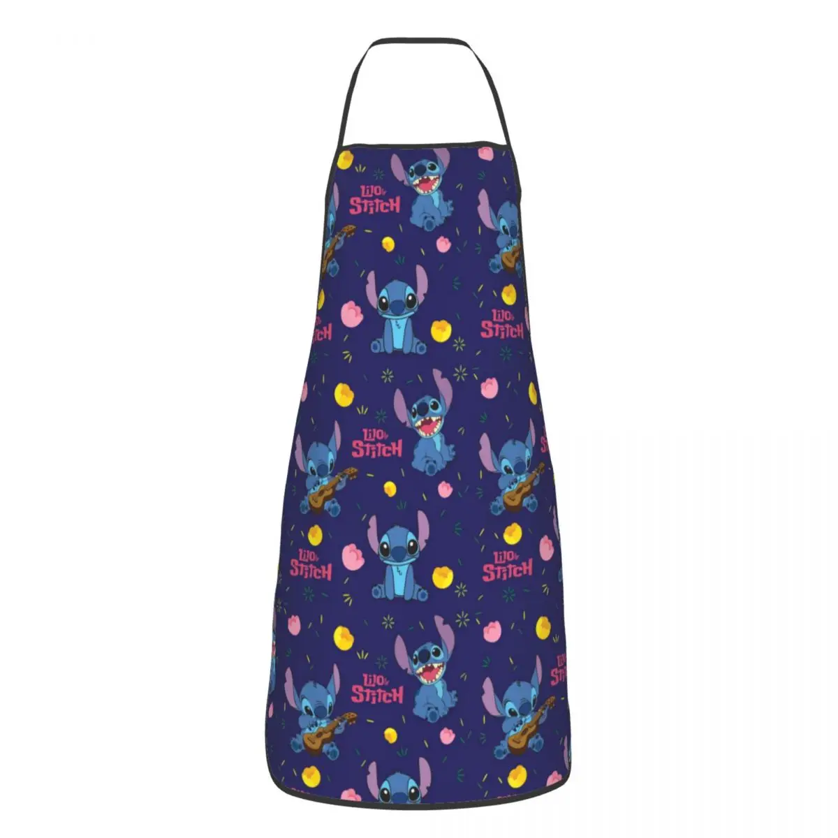 Custom Bib Blue Lilo Stitch Pattern Apron for Men Women Unisex Adult Chef Kitchen Cooking Cartoon Tablier Cuisine Baking