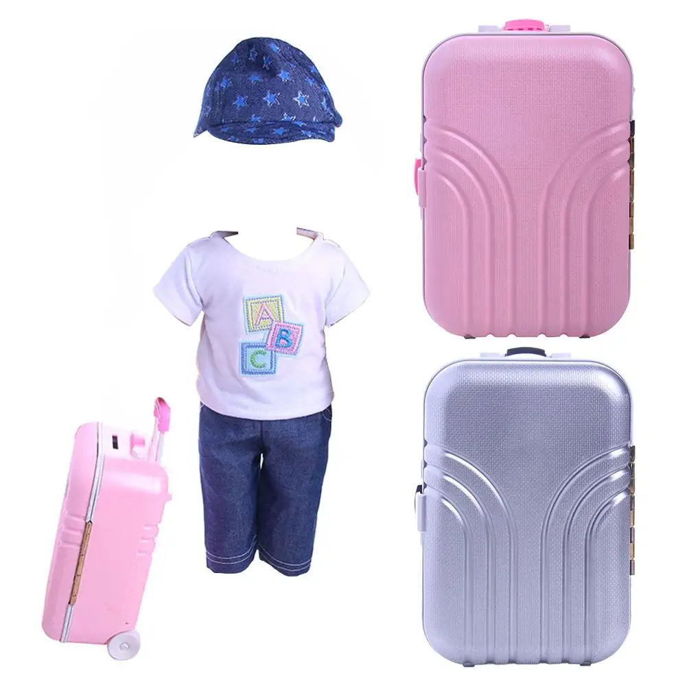 Mini Doll Miniature Rolling Luggage Business Trolley Suitcase Women Travel Case Doll House Accessories For 1/4 1/6 Dolls