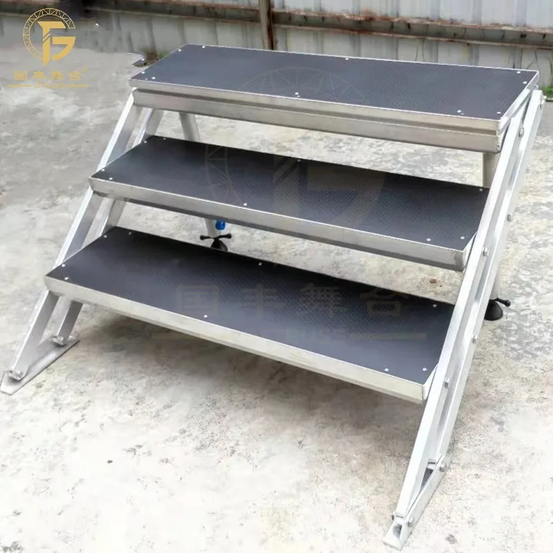 Aluminum Easy Assemble Adjustable Legs Event Stage Platform 3-steps Stairs for Simple Stage
