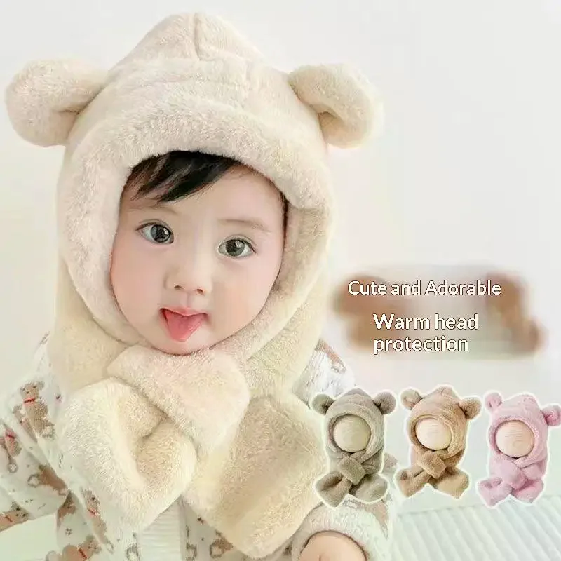 

Модная милая мультяшная шапка, шарф, зимний теплый шарф, шапка для женщин и девочек, кавайная защита ушей, мягкий пушистый шарф, шапка, подарки