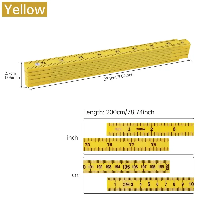 2M metric imperial system used for teaching drawing, multifunctional measuring tool, scale plastic folding
