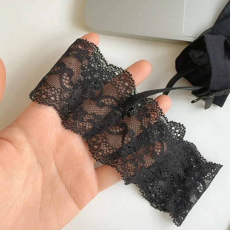 مثير الحمالات جوارب المرأة الدانتيل تقليم فوق جوارب طويلة مع القوس الفخذ العليا الجوارب مع الأشرطة Bowknot الفخذ العليا الجورب #4