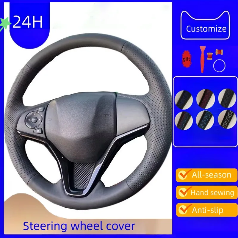 

Braid Car Steering Wheel Cover For Honda City Jazz 2014 2015 HRV HR-V2016 Vezel Microfiber Leather Car Accessories Steering Wrap