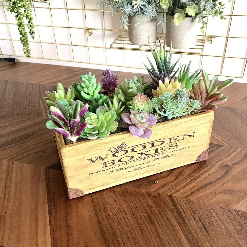 Juego de 18 Piezas de Plantas Artificiales Realistas de la Serie de Suculentas Aleatorias para Fiestas, Jardín y Decoración de Exteriores