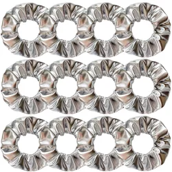 Wholesale 12pcs Metallic Color Scrunchies For Women Gold Silver Black Color Laser Effective Scrunches Set Girls Hair Rope Pack