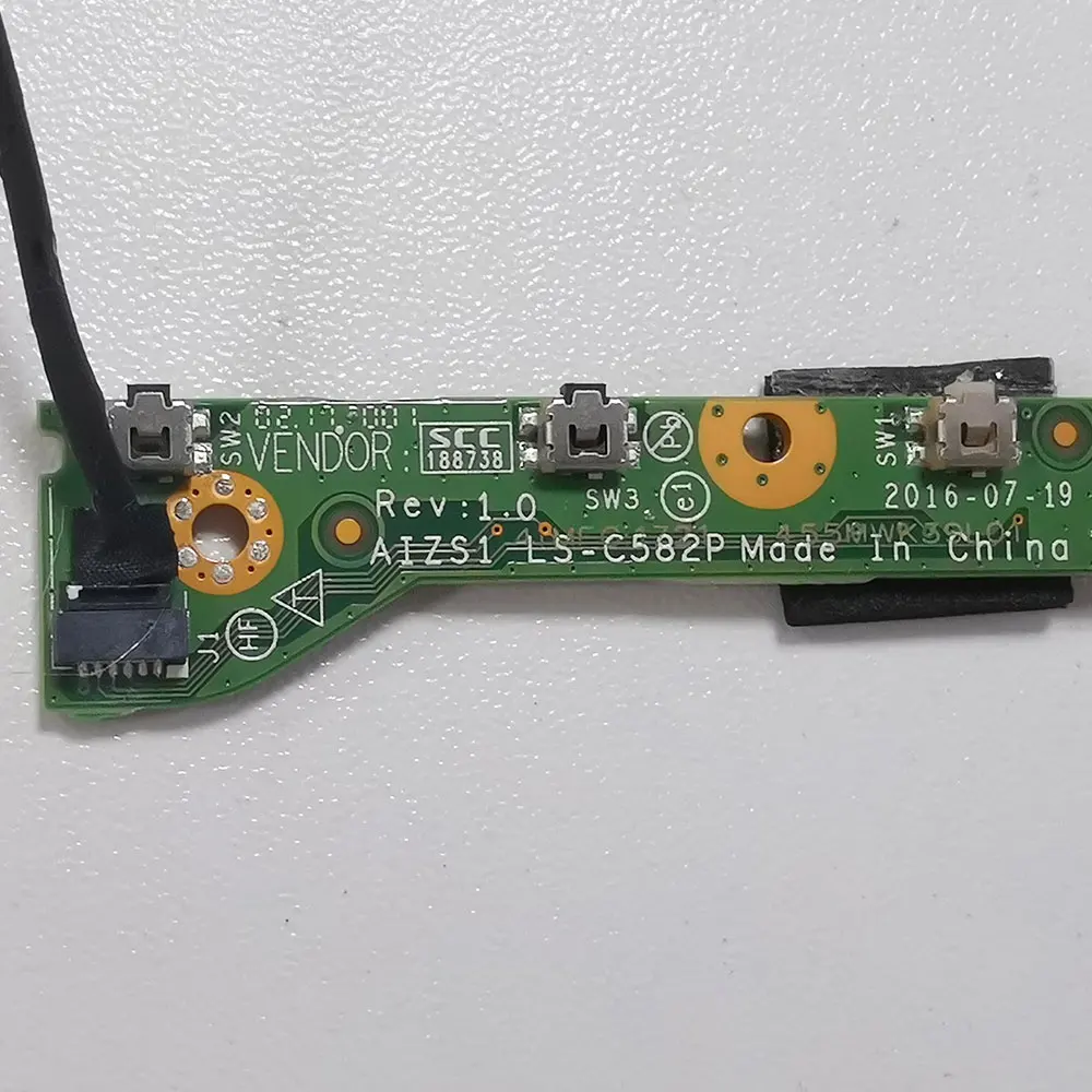 Para Lenovo Yoga 260 placa de botón de encendido para ordenador portátil con interruptor de Cable accesorios de reparación AIZS1 LS-C582P