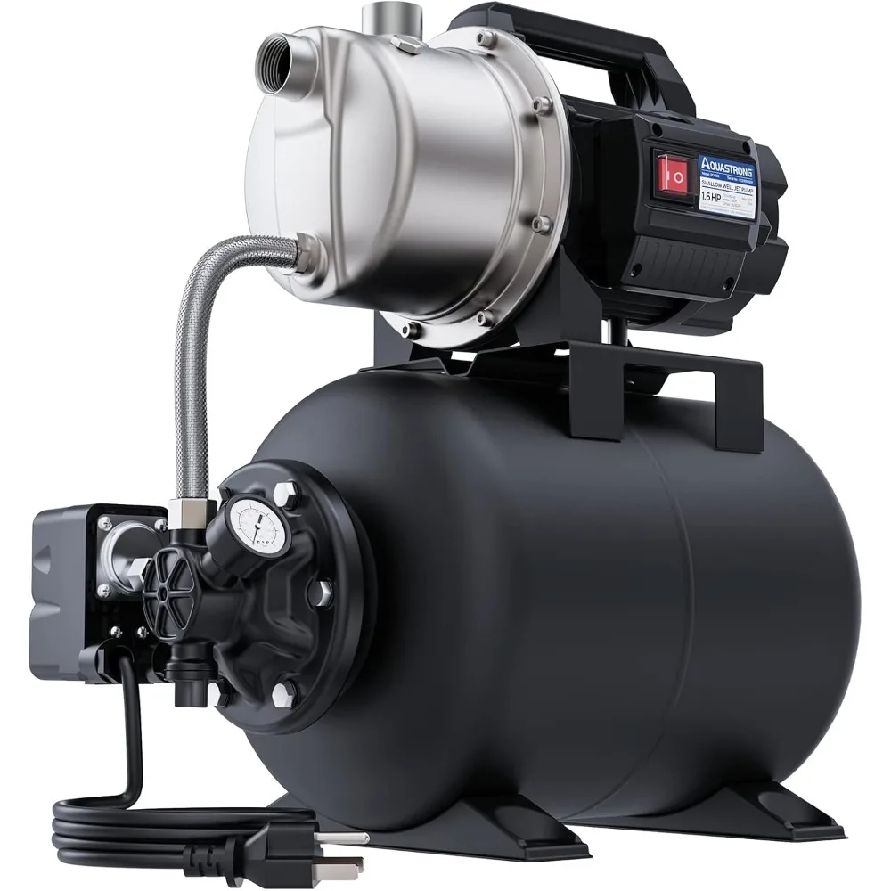 

Shallow Well Pump with Pressure Tank, Stainless Steel Irrigation Pump, Automatic Water Booster Jet Pump for Home