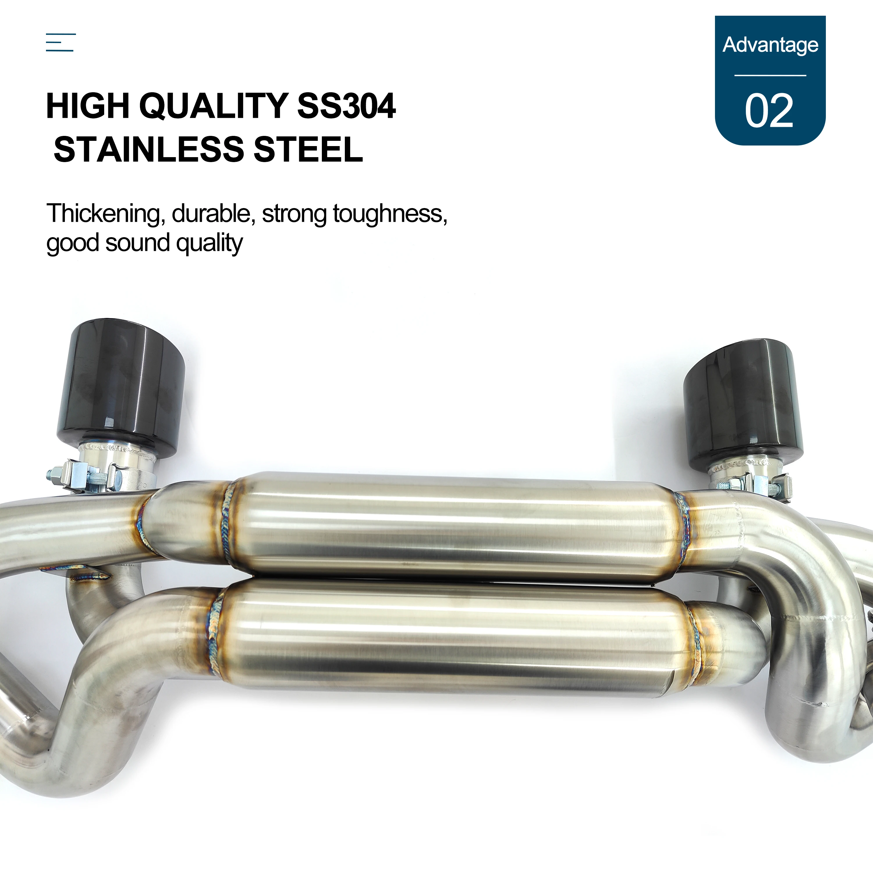CBNT Valved Exhaust Systems for Porsche 718 Cayman GT4 /GTS/Spyder 4.0L Performance SS304 Exhaust Axle-back with Valve Muffler - Image 3