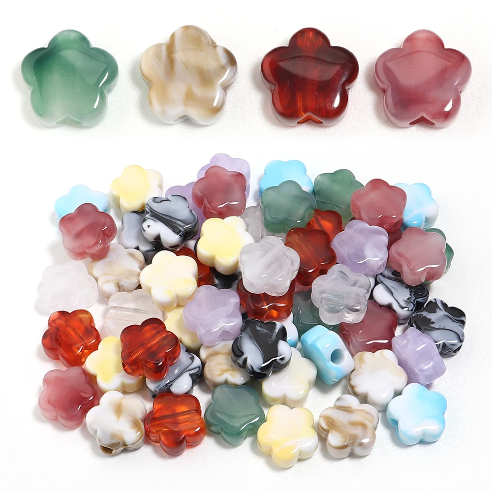 30 Stück/Lot 15mm zweifarbige Blumen-Acrylperlen mit großem Loch, lose Spacer-Perlen für die Schmuckherstellung, DIY Armband, Halskette, Zubehör