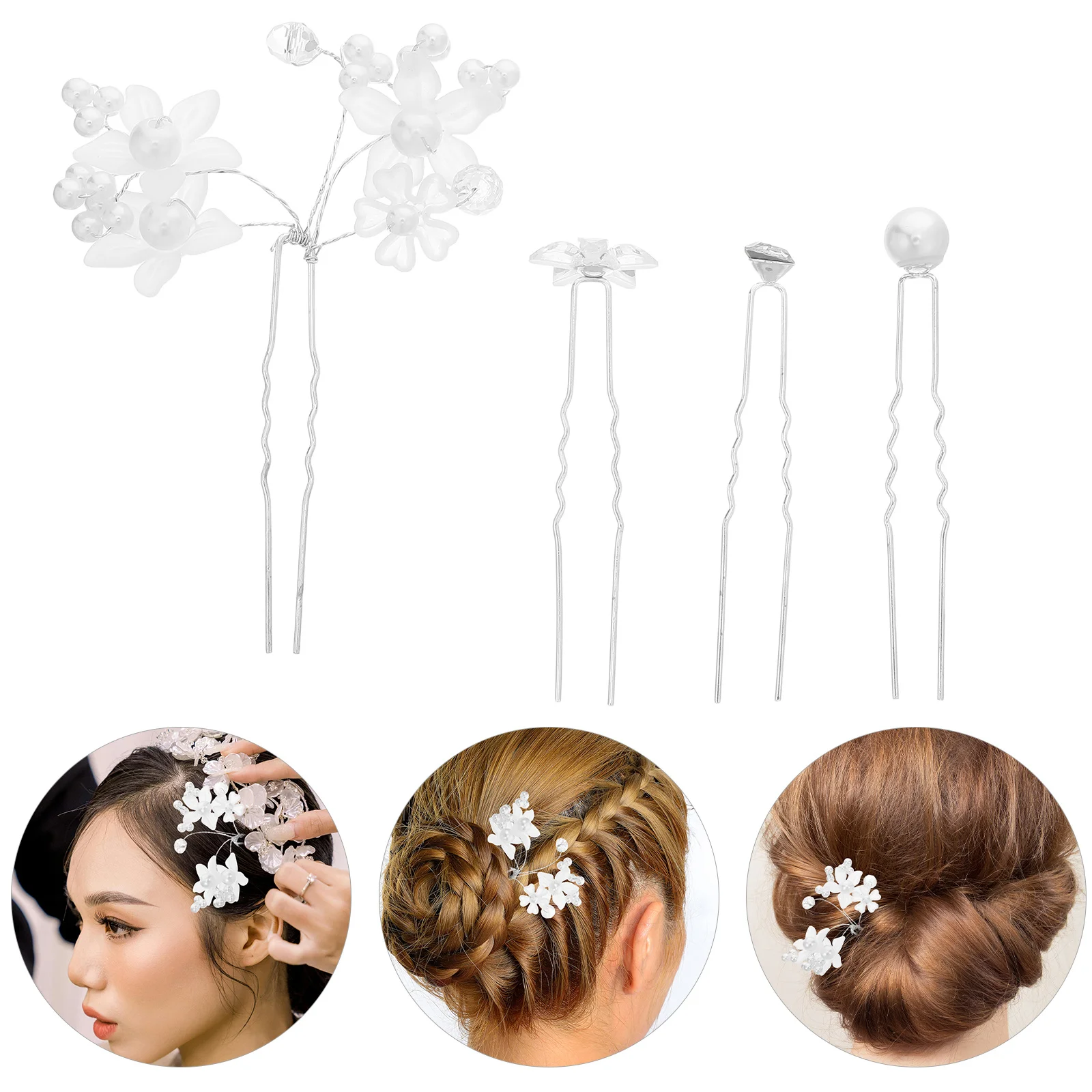 

36Pcs U Shaped Rhinestone Flower Hair Pins Bridal Clips Wedding Bride Bridesmaids Prom Party Elegant Accessories