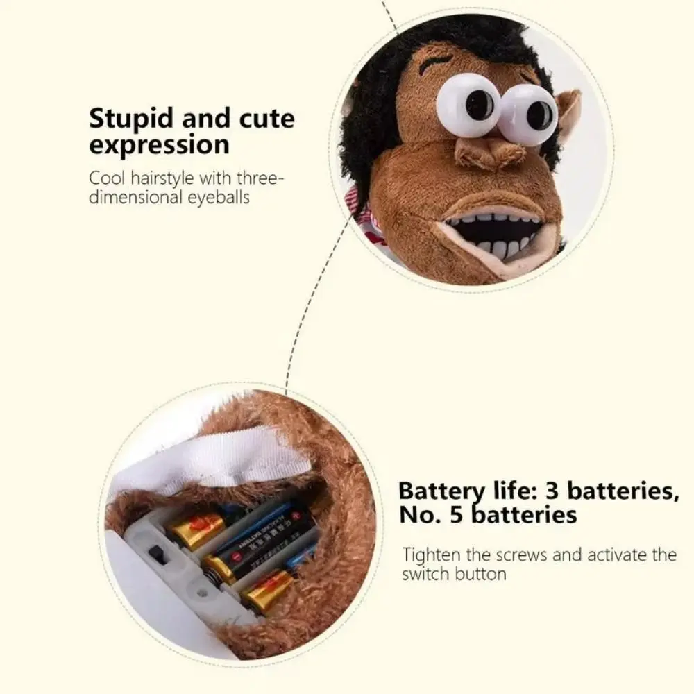 Cute Crying Gorilla Electric Moving Monkey Fluffy Collection Magnetic Monkey Soft Funny Guarding Food Car Home Gift