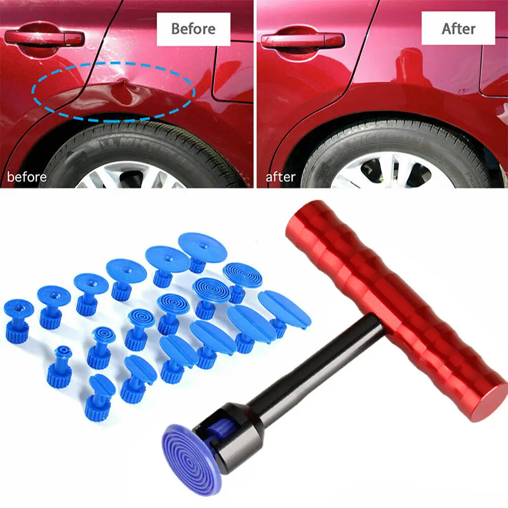 Dent Puller T shape Car Body Repair Suction Cup Slide Tool Sheet Metal Plastic Suction Cup Car Repair Tools w/18 Pulling Tabs