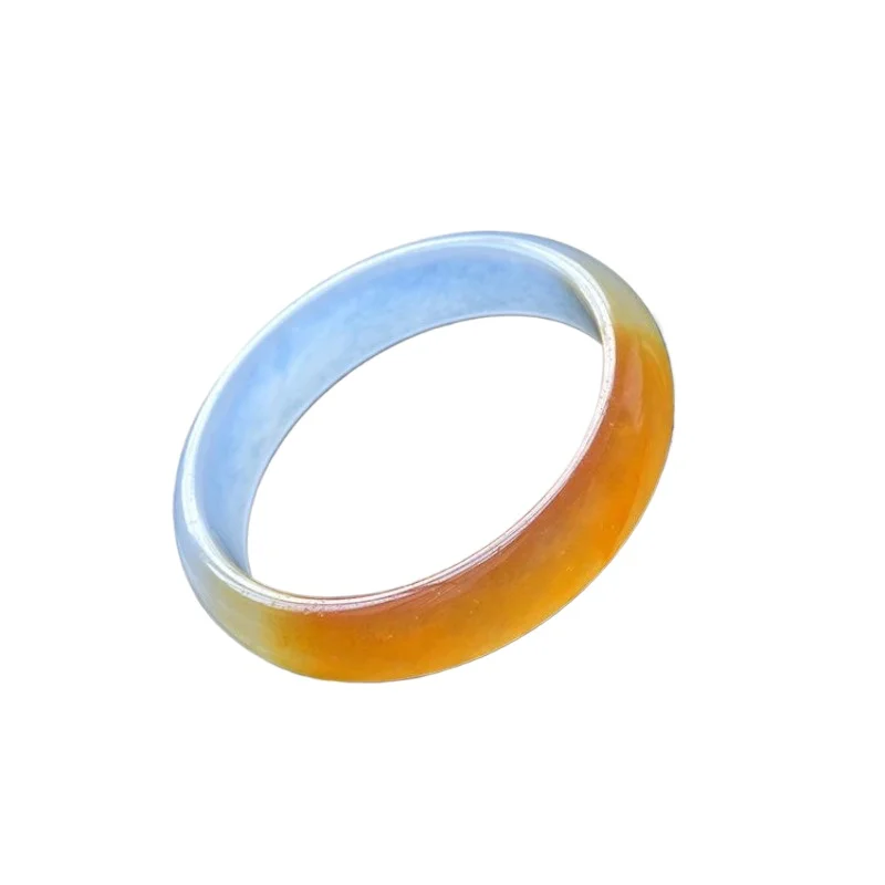 

Ice Transparent Flower Bracelet Women's Half-Bijiangshan Yu Stone Bracelet Half-yellow Half-white Quartz Rock