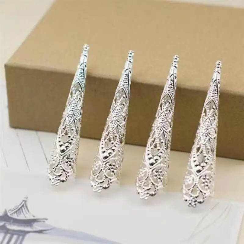 5Pcs Dance False Nail Indian Thai Peacock Belly Prop Finger Jewelry DIY Accessories No Break